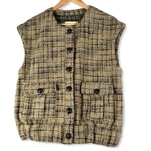 L'Agence Uma Tweed Button Front Vest Jacket Sz S Small